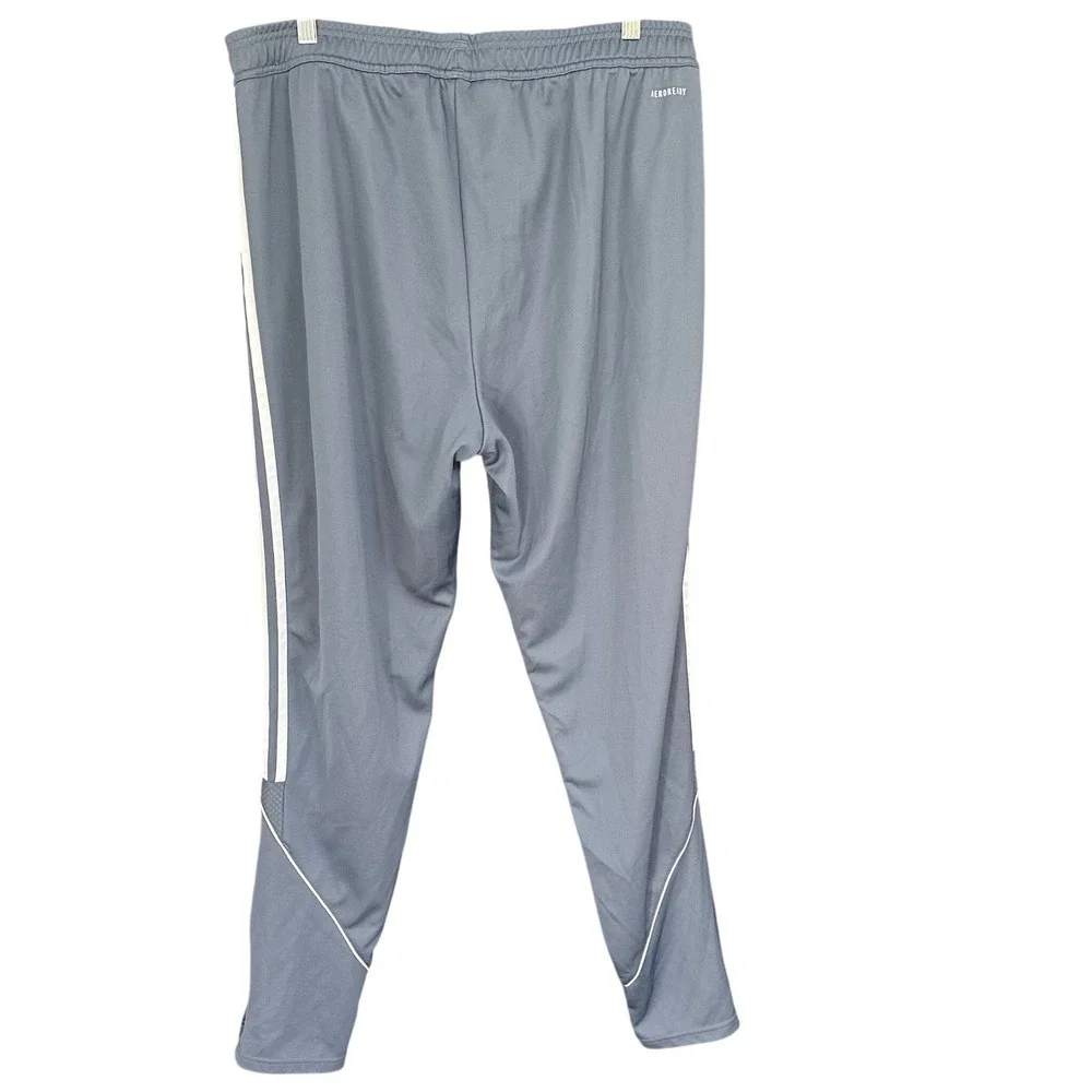 Adidas Tiro Track Pants Gray White‎ Stripe AeroReady Tapered Mens Size LTX
